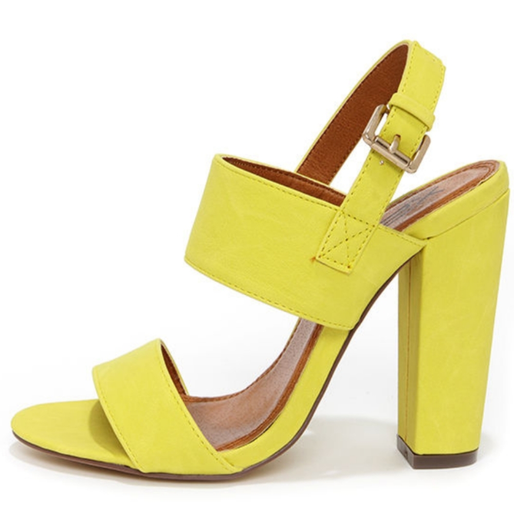Lulu's neon Yellow/green heels 6.5